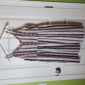 Savanna Jane Embroidered Babydoll Cami Striped Mini Dress, Size Small